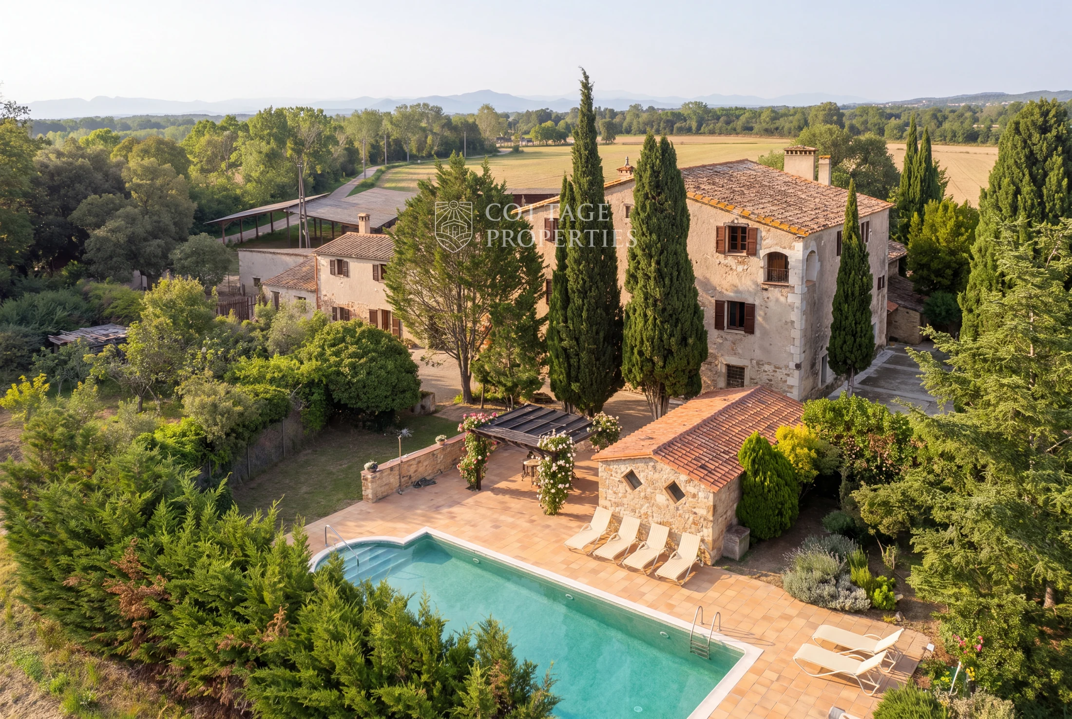 Llagostera historic estate — complete exterior restoration: proposed renovation, AI-generated concept