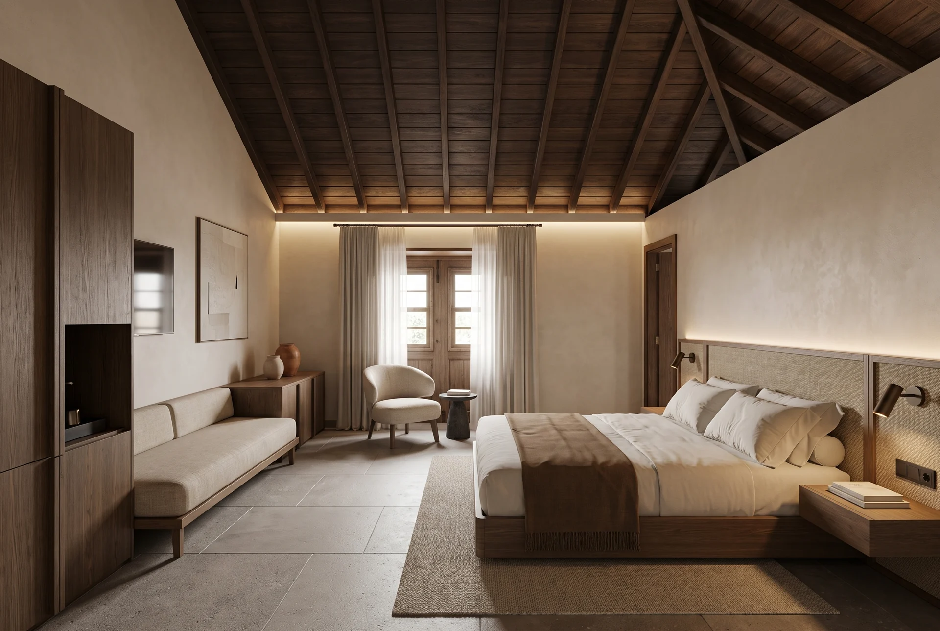 Canarian heritage suite: proposed renovation, AI-generated concept